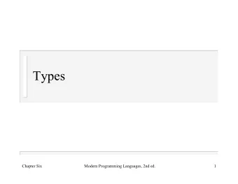 Types  Chapter Six  Modern Programming Languages, 2nd ed.  1  A Type Is A Set  int n;  When you