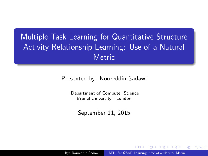 multiple task learning for quantitative structure