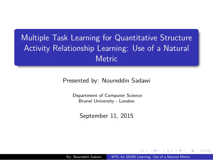 multiple task learning for quantitative structure