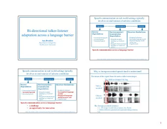 Bi-directional talker-listener  Source  Environmental /  Receiver limitations:  adaptation across a