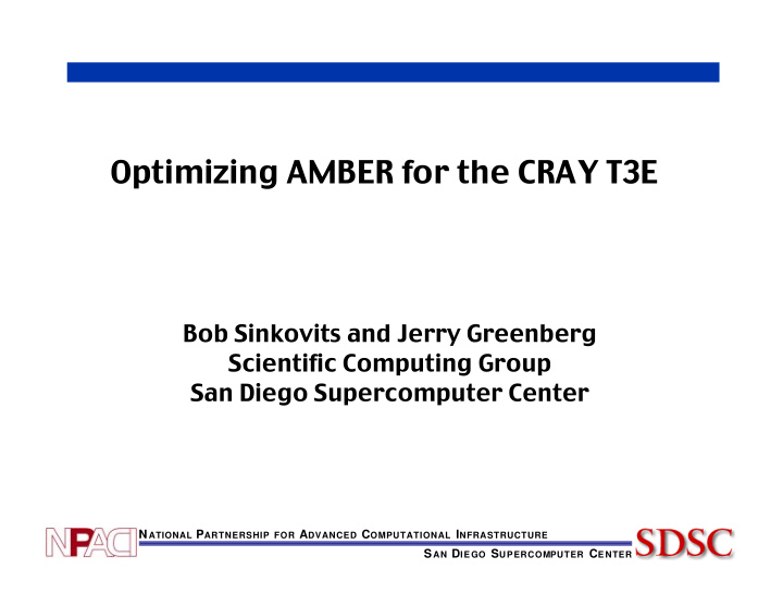 optimizing amber for the cray t3e