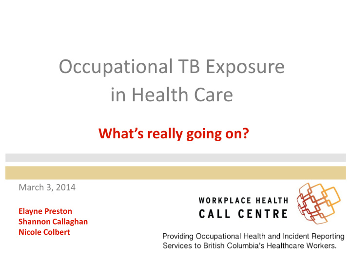 occupational tb exposure in health care