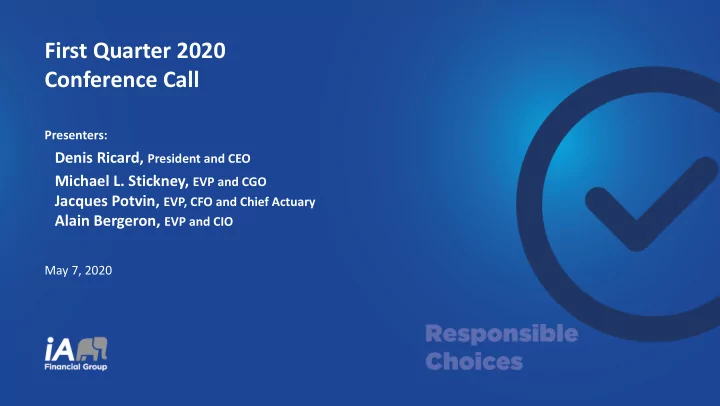 first quarter 2020 conference call