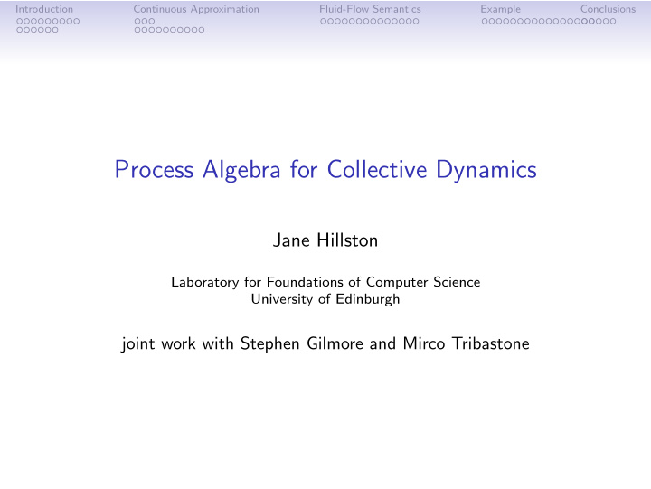 process algebra for collective dynamics