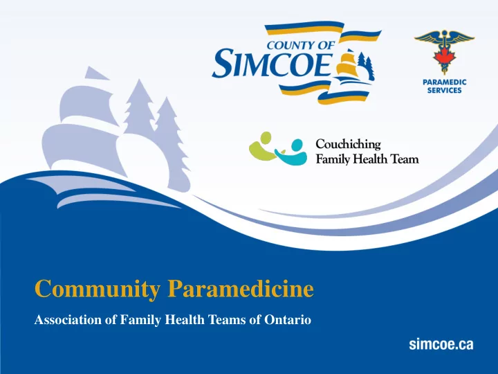 community paramedicine