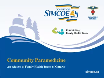 Community Paramedicine  Association of Family Health Teams of Ontario  AFHTO 2017 Conference