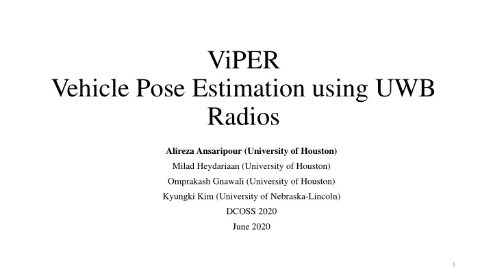 vehicle pose estimation using uwb