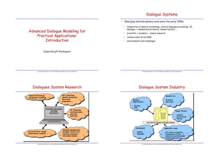 dialogue systems