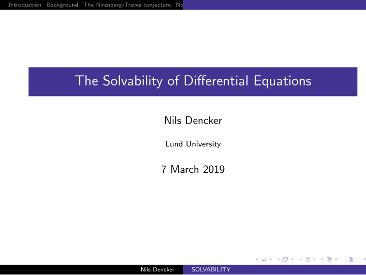 the solvability of differential equations