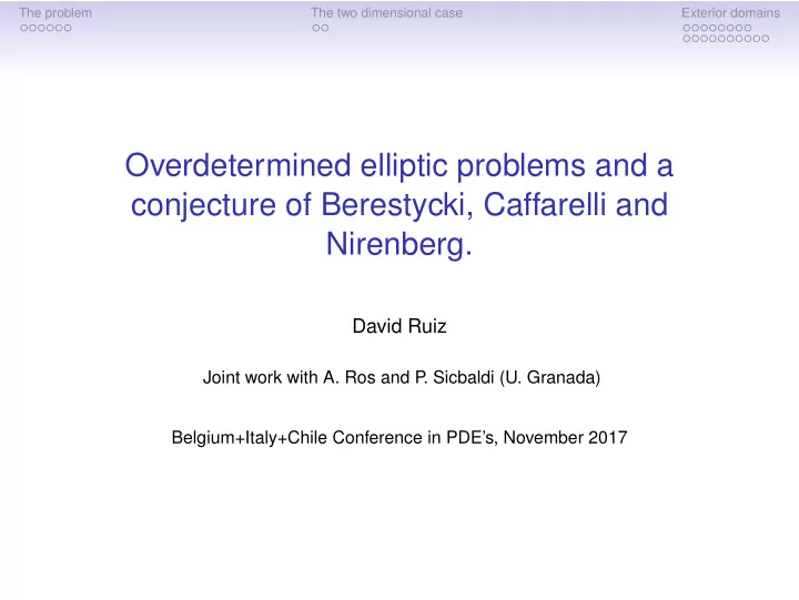 overdetermined elliptic problems and a conjecture of