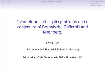 Overdetermined elliptic problems and a  conjecture of Berestycki, Caffarelli and  Nirenberg.  David