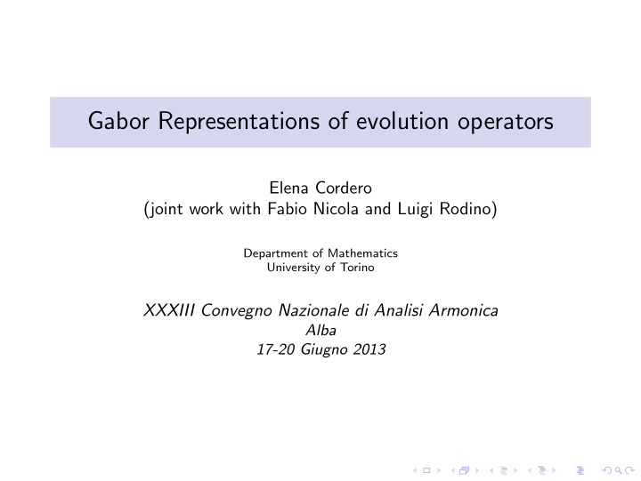 gabor representations of evolution operators