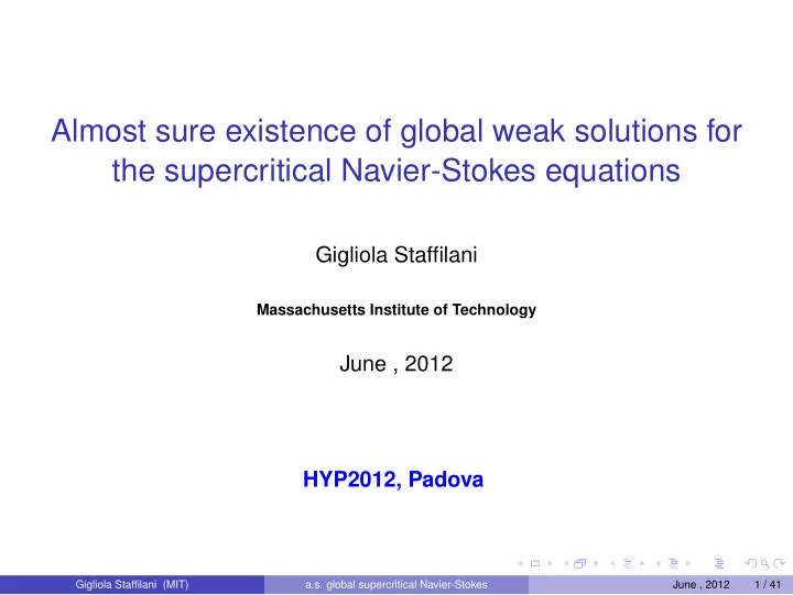 almost sure existence of global weak solutions for the