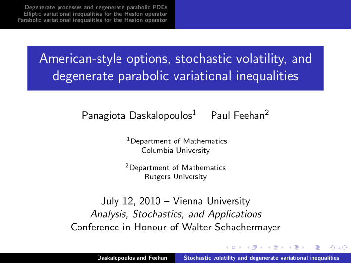 american style options stochastic volatility and