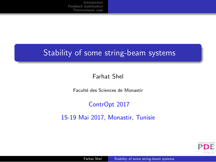 stability of some string beam systems