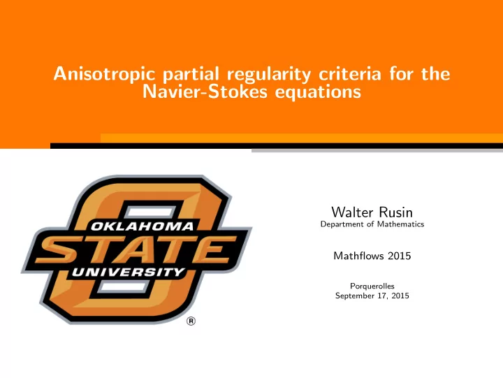 anisotropic partial regularity criteria for the navier