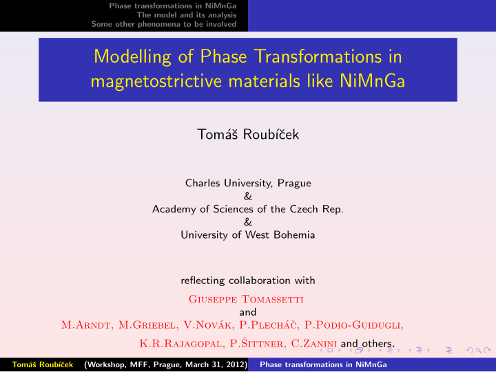 modelling of phase transformations in magnetostrictive