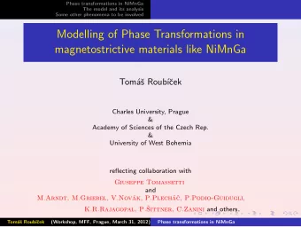 Modelling of Phase Transformations in  magnetostrictive materials like NiMnGa  Tom  a  s Roub