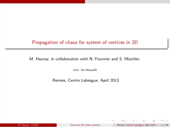 propagation of chaos for system of vortices in 2d