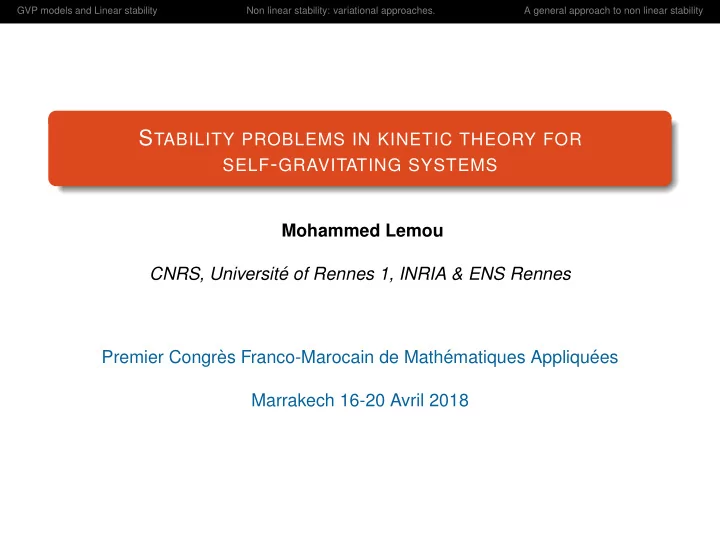 gvp models and linear stability