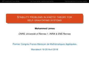 GVP models and Linear stability  1  Non linear stability: variational approaches.  2  A general