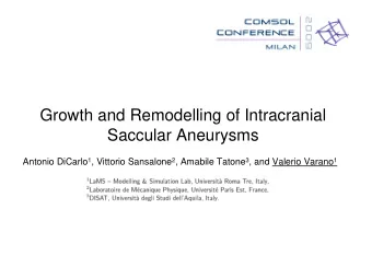 Growth and Remodelling of Intracranial  Saccular Aneurysms Antonio DiCarlo 1 , Vittorio Sansalone 2