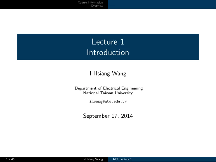 lecture 1 introduction