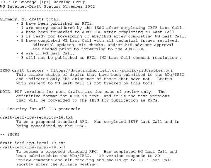 ietf ip storage ips working group wg internet draft
