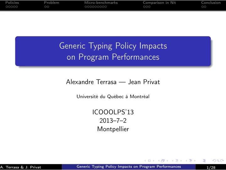 generic typing policy impacts on program performances