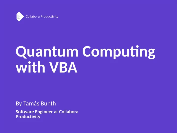 quantum computng with vba