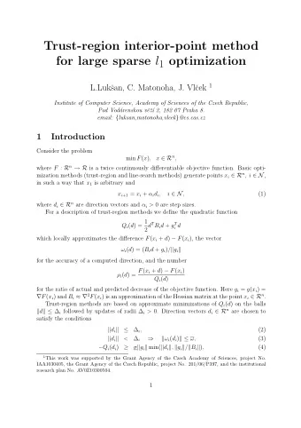 Trust-region interior-point method for large sparse l 1 optimization cek 1  L.Luk  san, C.