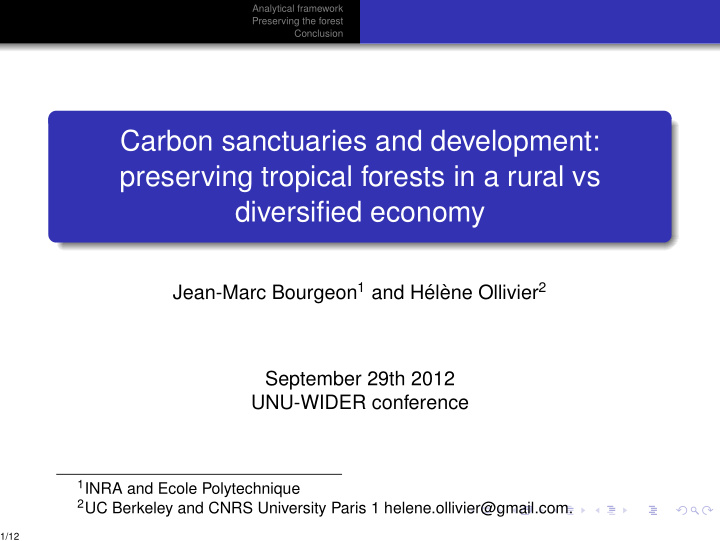 carbon sanctuaries and development preserving tropical