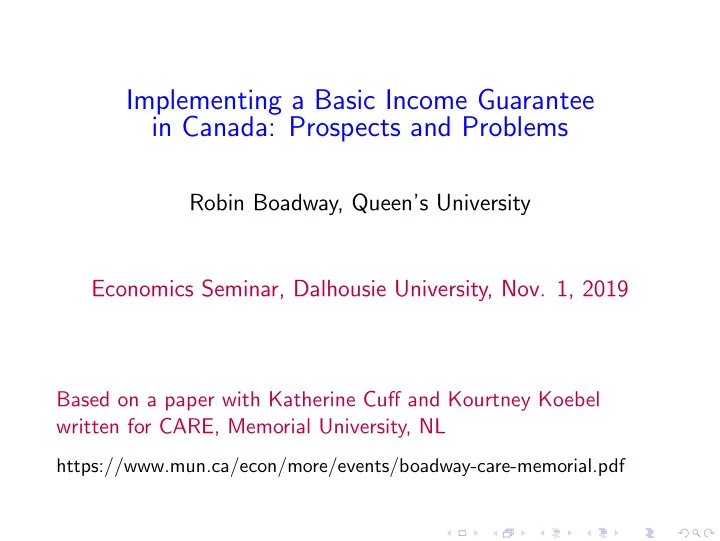 implementing a basic income guarantee in canada prospects