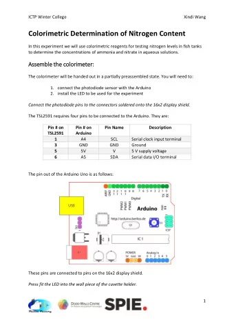 Colorimetric Determination of Nitrogen Content  In this experiment we will use colorimetric