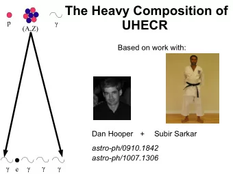 The Heavy Composition of UHECR  p    (A,Z)  Based on work with:  Dan Hooper  Subir Sarkar  +