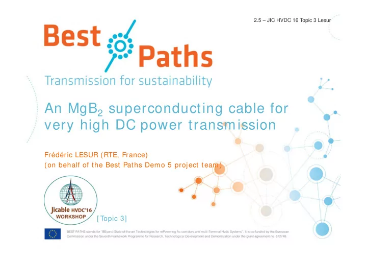 an mgb 2 superconducting cable for very high dc power