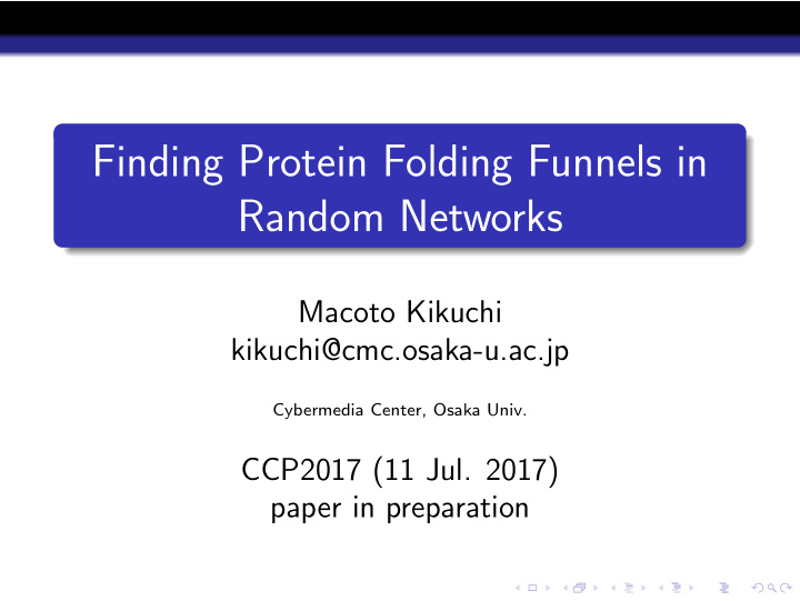 finding protein folding funnels in random networks