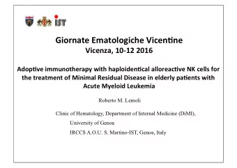 Giornate  Ematologiche  Vicen1ne    Vicenza,  10-12  2016