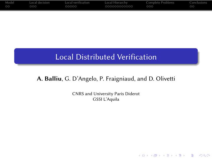 local distributed verification