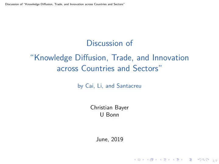 discussion of knowledge difgusion trade and innovation