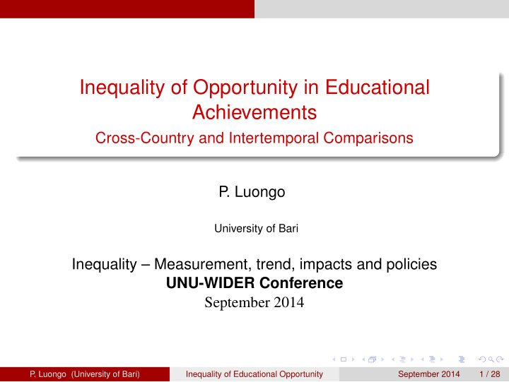 inequality of opportunity in educational achievements