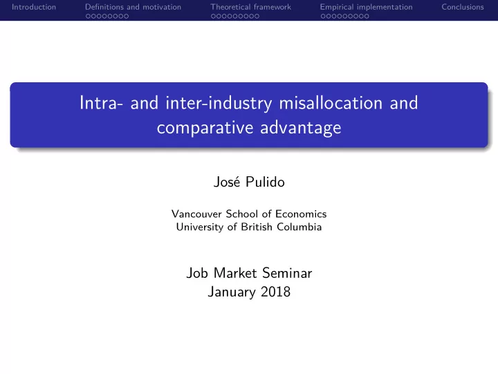 intra and inter industry misallocation and comparative