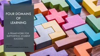 FOUR DOMAINS  OF  LEARNING  CRLA 2019  D. Osterholt, S. Lampard Dennis, R. Bernier  SESSION