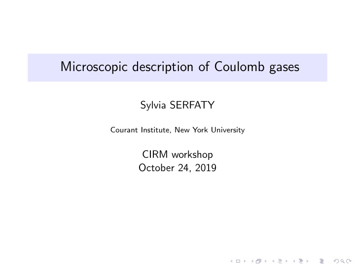 microscopic description of coulomb gases