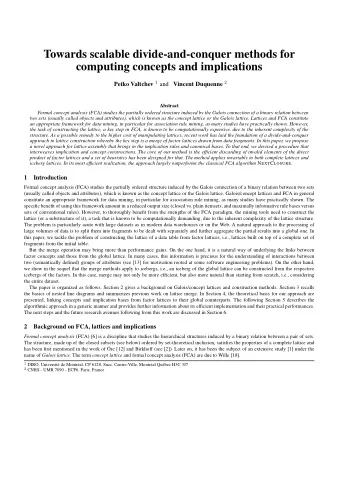 Towards scalable divide-and-conquer methods for  computing concepts and implications Petko Valtchev