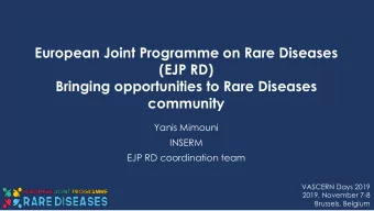 community  Yanis Mimouni  INSERM  EJP RD coordination team  VASCERN Days 2019  2019, November 7-8
