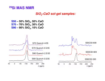 29 Si MAS NMR SiO 2 -CaO sol-gel samples: S50  50% SiO 2 , 50% CaO S70  70% SiO 2 , 30% CaO