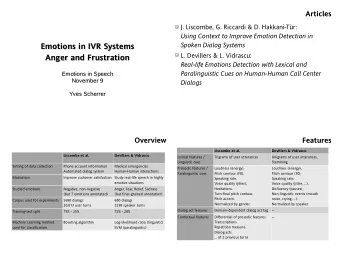 Emotions in IVR Systems  Spoken Dialog Systems  Emotions in IVR Systems  L. Devillers &amp; L.