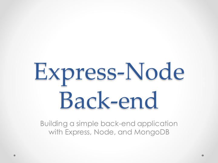 express node back end