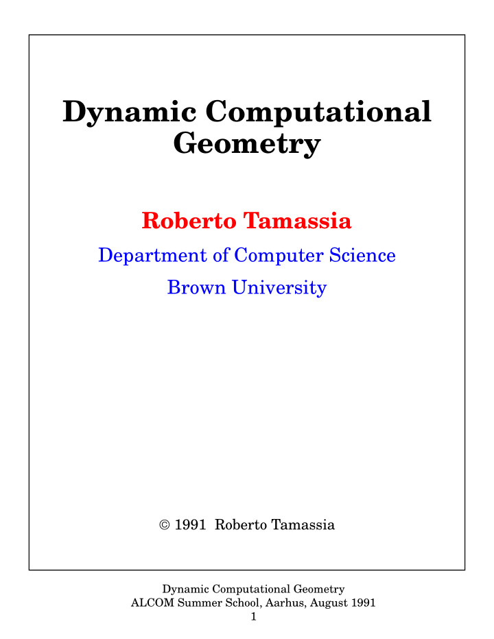 dynamic computational geometry